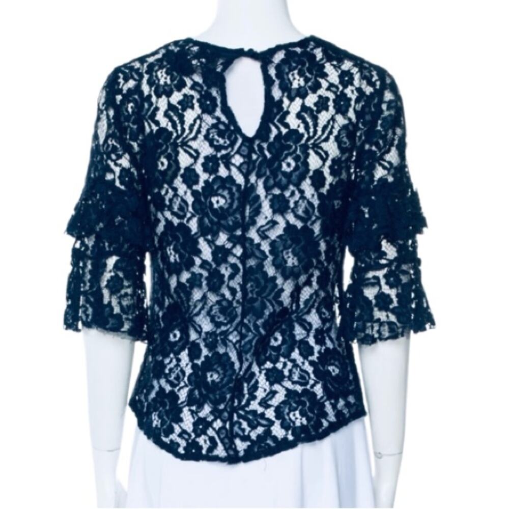 Reformation Marie Sheer Lace Ruffle Sleeve Crewneck Blue Size Small NWT - Picture 6 of 6
